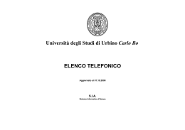Universit&agrave; degli Studi di Urbino Carlo Bo ELENCO TELEFONICO