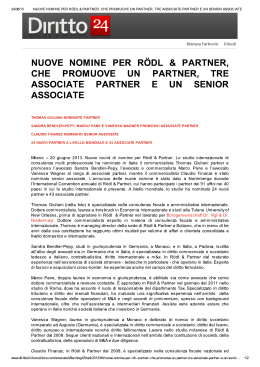 Diritto 24 - Nuove nomine per Rödl & Partner, che