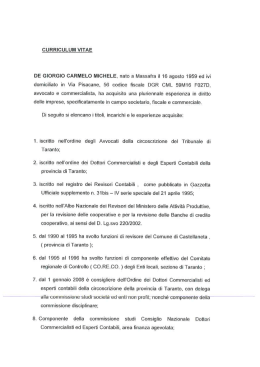 CURRICULUM VITAE DE GIORGIO CARMELO MICHELE. nato a