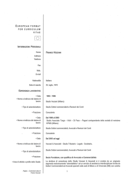EUROPEAN FORMAT FOR CURRICULUM VITAE