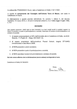 Io sottoscritto FRANCESCO VILLA, nato a Castelnovo di Sotto il 13