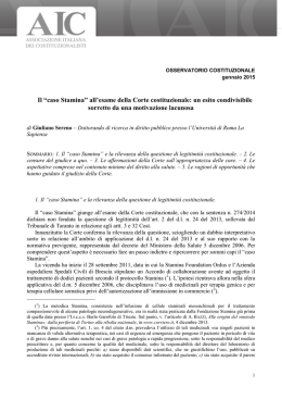 Il &ldquo;caso Stamina&rdquo; all`esame della Corte