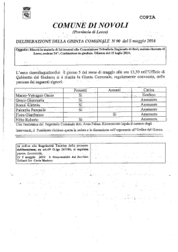 Page 1 COPIEL C-OMUNИ DI N0 Voir (Provincie di` Lecce) DELIB