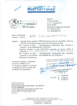 , Spett.le Comune di Bari C.so V. Emanuele II 70122 BARI