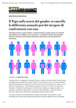 Il Papa ed il gender