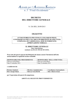 Decreto DG n.526 del 28.09.2015
