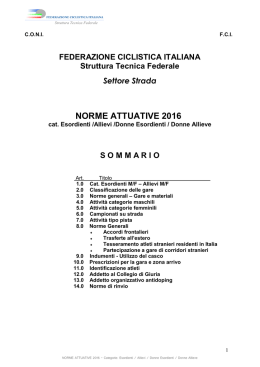 Norme attuative 2016 Cat. Esordienti, allievi, donne