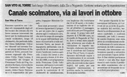 Canale scolmatore, via ai lavori in ottobre