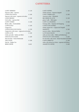 Scarica il men&ugrave; della caffetteria