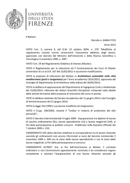 Il Rettore Decreto n. 64664 (723) Anno 2014 VISTO l`art. 3, comma 9