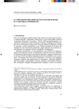 La fruizione dei servizi finanziari di base: iL caso