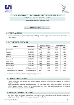 Regolamento 4&deg; Campionato Nazionale di Corsa su