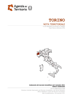Nota territoriale Torino - Andamento del mercato immobiliare nel I
