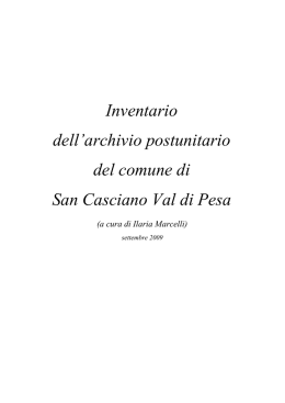 Inventario dell`archivio postunitario del comune di San Casciano Val