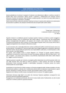 Dare speranza alla politica