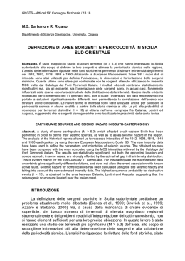definizione di aree sorgenti e pericolosit&agrave; in sicilia sud