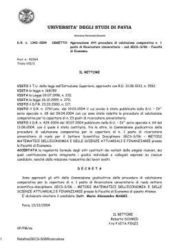 UNIVERSITA` DEGLI STUDI DI PAVIA - Universit&agrave; degli studi di Pavia