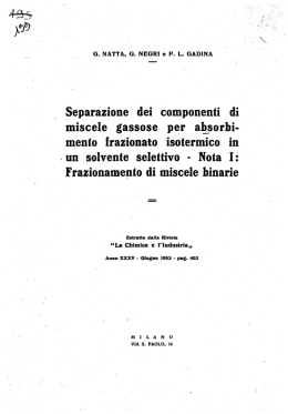 Separazione dei conponenti di miscele gassose per