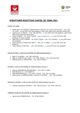 STRUTTURE RICETTIVE CASTEL DI TORA (RI)