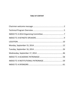Chairmen welcome message - imeko tc