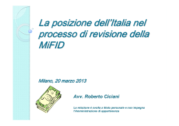 La posizione dell`Italia nel processo di revisione della MiFID