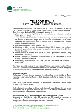 Telecom Italia - Esito incontro caring services - FISTel Veneto