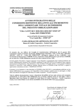 CASSA RURALE ED ARTIGIANA DI CANTÙ Banca di Credito