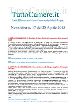 Newsletter n. 17 del 28 Aprile 2015 1