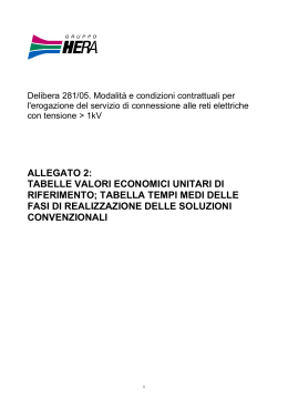 Valori economici unitari di riferimento ed i tempi medi