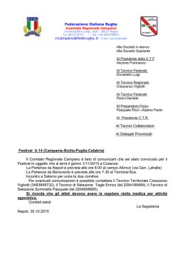 Convocati Selezione Regionale U.14 per il Festival di categoria del