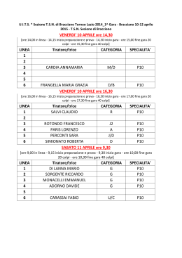 VENERDI` 10 APRILE ore 14,30 LINEA Tiratore/trice