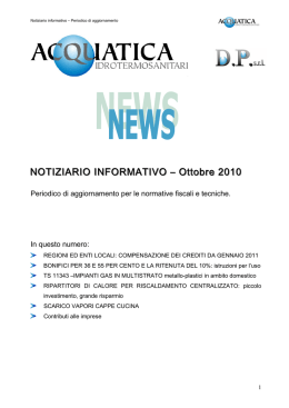 NOTIZIARIO INFORMATIVO &ndash; Ottobre 2010