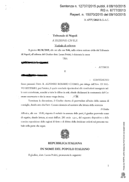 Trib. di Napoli, sentenza n. 12737 dell`08.10.2015