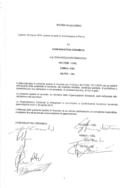 Ipotesi di accordo Confindustria Ceramica, FILCTEM
