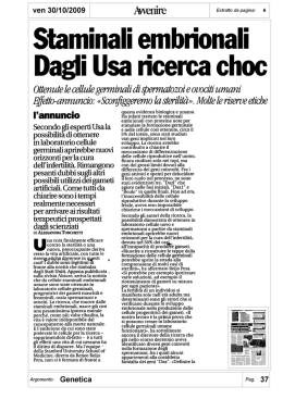 Staminali embrionali. Dagli Usa ricerca choc