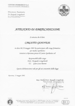 CENTRO IPERBARICO S.r.l. OSSIGENOTERAPLA