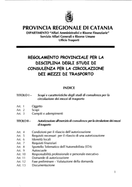 Regolamento Provinciale per la disciplina degli studi di consulenza