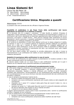 Certificazione Unica. Risposte a quesiti