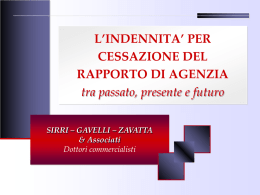 Indennit&agrave; per cessazione rapporti di agenzia