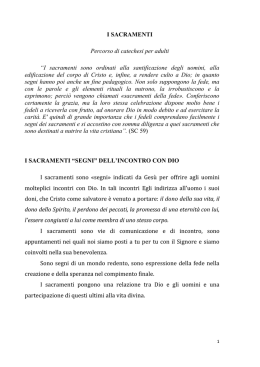 I SACRAMENTI Percorso di catechesi per adulti &ldquo;I