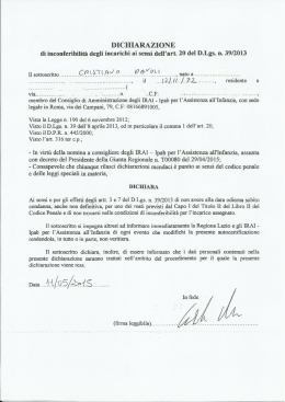 dichiarazione inconferibilita` e incompatibilita` davoli