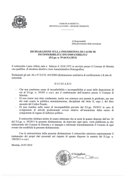 dichiarazione sulla insussistena di cause di