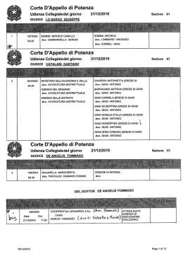 Corte D`Appello di Potenza - Ordine degli Avvocati di Matera