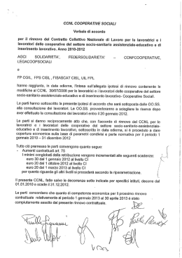 Nuovo CCNL Cooperative sociali rinnovo 2010-2012