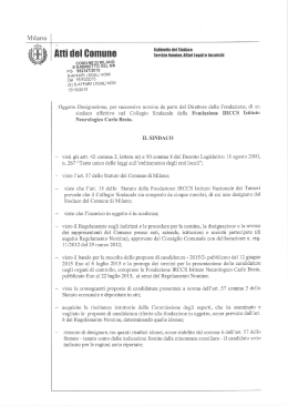 Decreto sindacale designazione Fond. IRCCS BESTA