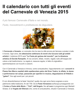 Il calendario con tutti gli eventi del Carnevale di Venezia 2015