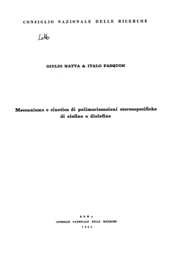 Meccanismo e cinetica di polimerizzazioni