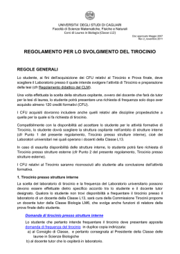 Regolamento per lo svolgimento del tirocinio (Classe 12)