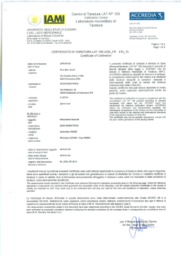 Dichiarazione di conformità e certificato di taratura rilevatore 937904