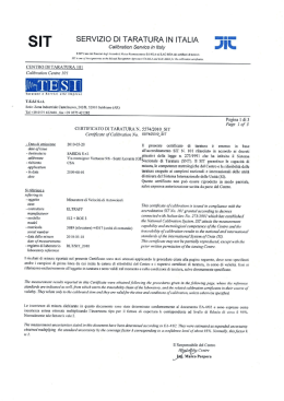 SERVIZIO DI TARATURA IN ITALIA